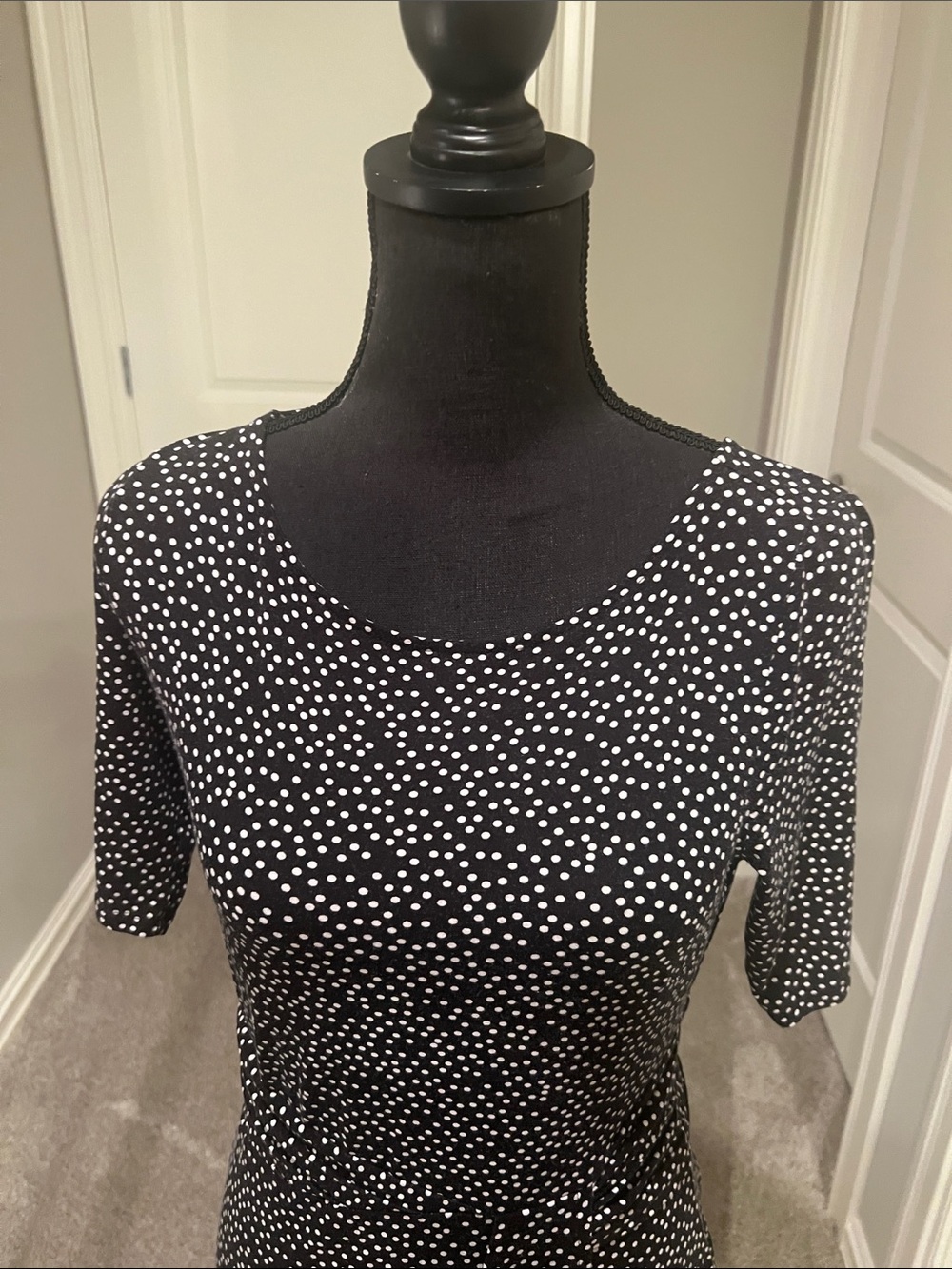Ann Taylor Black and White Polka Dot Midi Sheath Dress Size 4 - Picture 5 of 11
